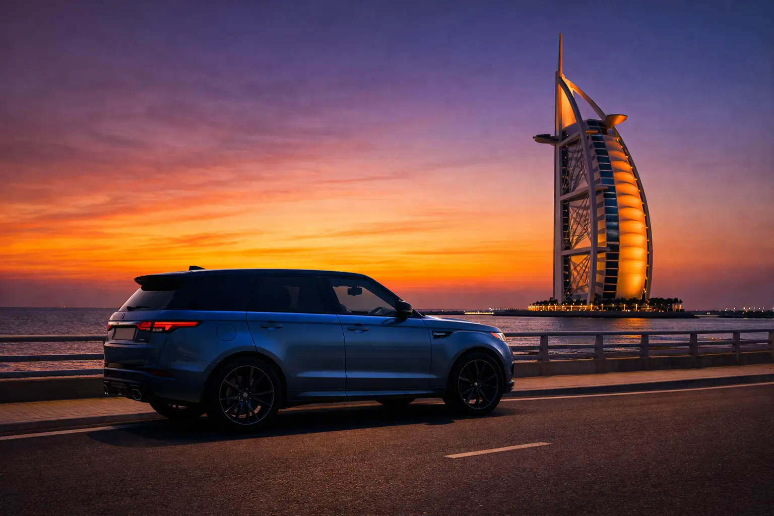 Percorso costiero da Dubai verso Jumeirah e Palm